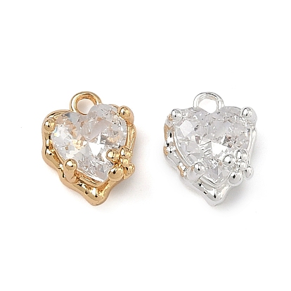 Латунные подвески с микропаве на День святого Валентина, прозрачные циркониевые подвески, сердце прелести