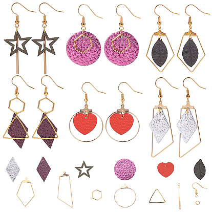 Fabrication de boucle d'oreille bricolage, avec pendentifs en cuir pu, pendentifs en cuir de vache respectueux de l'environnement, 304 accessoires en acier inoxydable