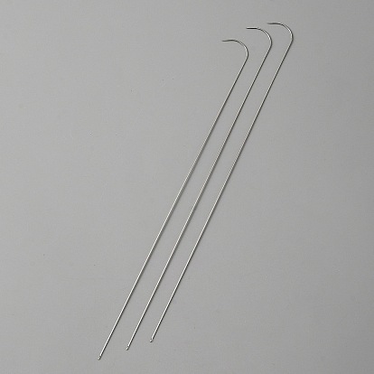 Agujas de abalorios de cabeza doblada de acero para hilandero de cuentas, agujas curvas para bisuteria