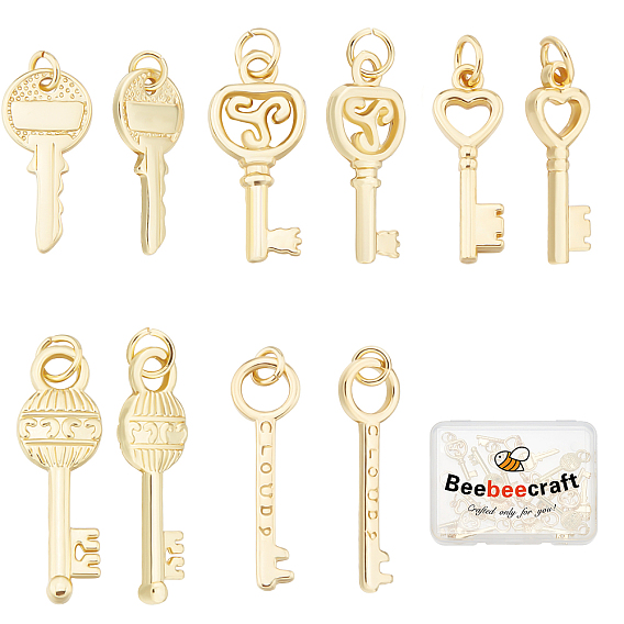20шт. 5 подвески из латуни и сплава, долговечный, долговечный, с целью перехода в кольце, ключ