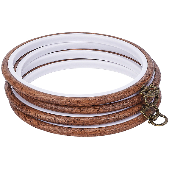 4шт. пялец для вышивания крестиком из полипропилена и ПВХ пластика, имитирующего дерево, с подвесным кольцом из сплава, аксессуары для швейных инструментов