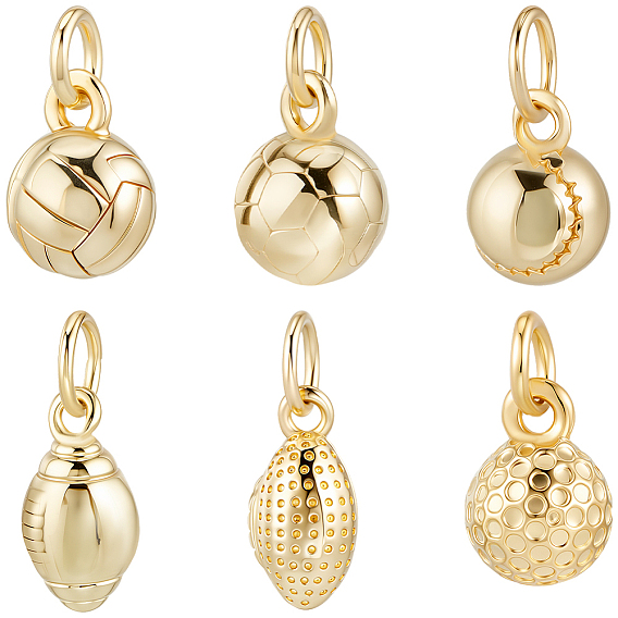 12 шт 6 стили латунные подвески, шарм-талисманы, реальный 18 k позолоченный, с целью перехода в кольце