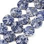 Natural Blue Spot Jasper Beads Strands, Wavy Flat Round