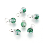 Baking Paint Crackle Glass Beads Charms, with Iron Bead Caps and Iron Head Pins, Round