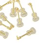SHEGRACE Brass Clear Cubic Zirconia Pendants, Cadmium Free & Nickel Free & Lead Free, Guitar Charms