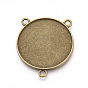 Tibetan Style Alloy Cabochon Connector Settings, Cadmium Free & Lead Free, Flat Round