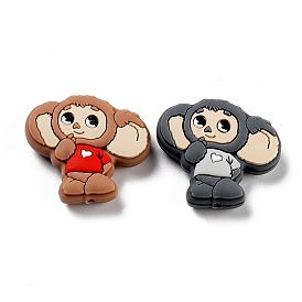 Monkey Food Grade Silicone Focal Beads, Chewing Beads For Teethers, DIY Nursing Necklaces Making
