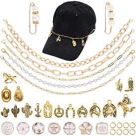 Наборы для изготовления брошей своими руками, включая цепи из алюминиевого сплава, нержавеющей стали и латуни., Железные соединительные колечки, Подвески и броши из сплава