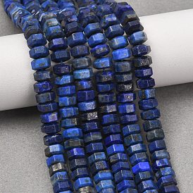 Natural Lapis Lazuli Beads Strands, Hexagonal Heishi Beads