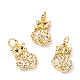 Brass Micro Pave Clear Cubic Zirconia Pendants, Long-Lasting Plated, Lead and Cadmium Free, Cat