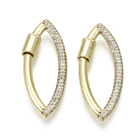 Latón micro pave cubic zirconia tornillo mosquetón cerradura encantos, para hacer collares, ojo del caballo, sin níquel, real 16 k chapado en oro