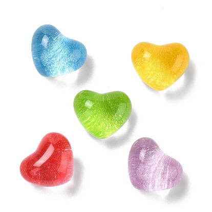 Transparent Resin Cabochons, with Glitter, Heart