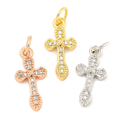 Покрытие стойки латунь микропаве прозрачные подвески из кубического циркония, долговечный, с прыжковых колец, без свинца и без кадмия, крестик