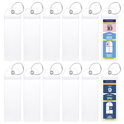 Прозрачные ПВХ бирки для багажа, с металлическими кольцами, прямоугольные