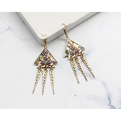 Bohemian Dreamcatcher Triangle Shell Earrings Tassel Hooks for Women