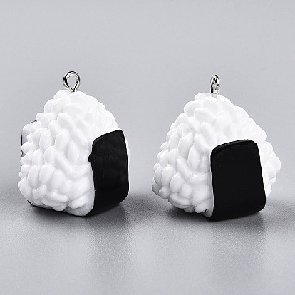 Подвески из смолы, с фурнитурой железной платинового оттенка, имитация еды, рисовый рулет