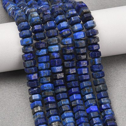 Natural Lapis Lazuli Beads Strands, Hexagonal Heishi Beads