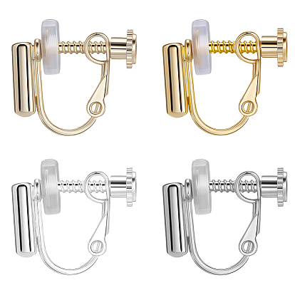 16 шт. 4 стили стойка покрытие латунь клипсы конвертеры фурнитура, для не проколотых ушей, 20Силиконовый зажим на подушечках сережек