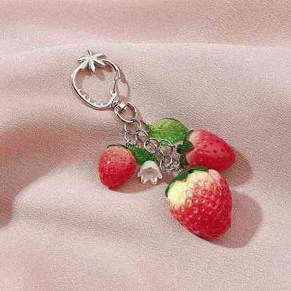Смола подвеска украшения, с железной фурнитурой, клубника