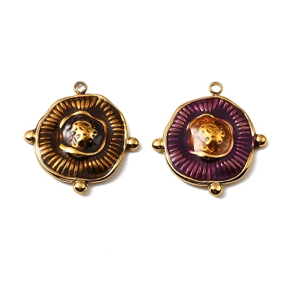 304 подвески из нержавеющей стали, круглые подвески, с эмалью, реальный 18 k позолоченный, ионное покрытие (ip)