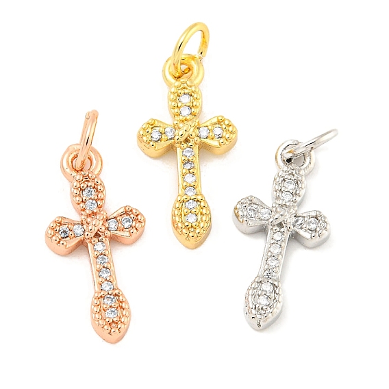Покрытие стойки латунь микропаве прозрачные подвески из кубического циркония, долговечный, с прыжковых колец, без свинца и без кадмия, крестик