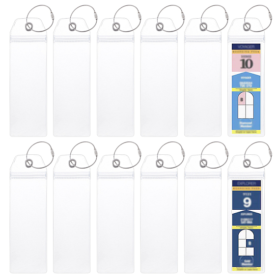 Прозрачные ПВХ бирки для багажа, с металлическими кольцами, прямоугольные