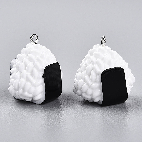 Подвески из смолы, с фурнитурой железной платинового оттенка, имитация еды, рисовый рулет