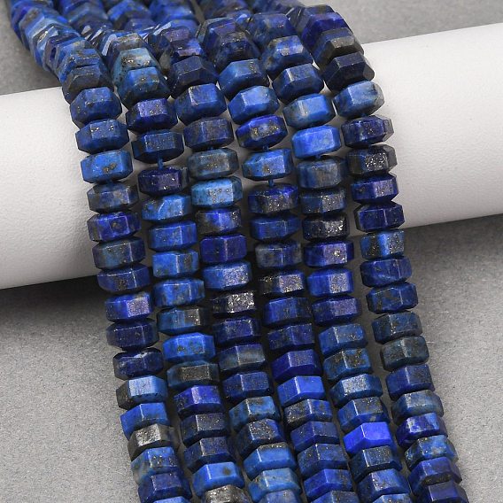 Natural Lapis Lazuli Beads Strands, Hexagonal Heishi Beads