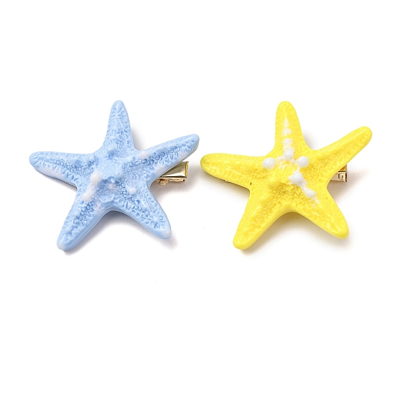 Заколки для волос в виде морских звезд из смолы и аллигаторов, с чипсами из сплава, для женщин девушек, золотые