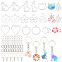 DIY Keychain Making Kits, including Alloy Open Back Bezel Pendants, 304 Stainless Steel Jump Ring, Iron Split Key Rings & Chains