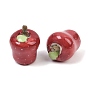 Handmade Porcelain Pendants, with Iron Findings, Apple Charms, Platinum