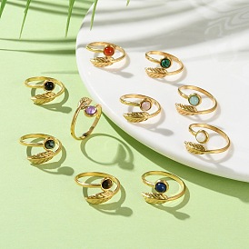 Натуральные и синтетические драгоценные камни, Настоящие 18золотые 304кольца-манжеты из нержавеющей стали с ионным покрытием (IP) для женщин, перо