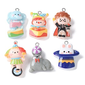 Подвески из непрозрачной смолы цирк, с платиновыми железными петлями