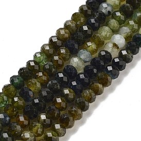 Natural Green Tourmaline Beads Strands, Faceted, Grade A,  Rondelle