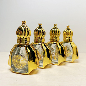 Botellas de bola de rodillo de vidrio de estilo árabe, botella recargable de aceite esencial con patrón aleatorio, para el cuidado personal