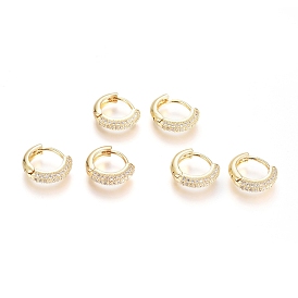 Серьги-кольца из латуни с микропаве из прозрачного кубического циркония, долговечный, кольцо