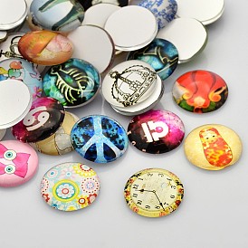 Cabochons de verre de modèle mixte, demi-tour / dôme