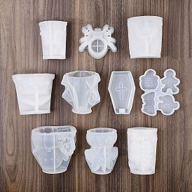 Moldes de silicona para portavelas de Halloween hechos en casa, moldes de resina, para resina uv