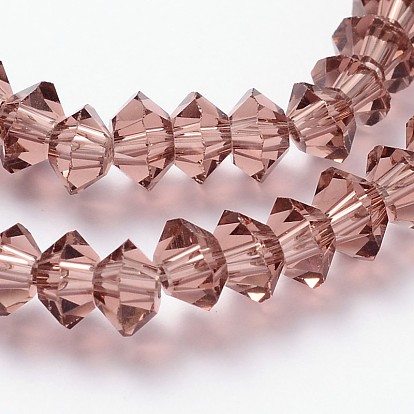 Faceted Bicone Transparent Glass Bead Strands, 5x3mm, Hole: 1mm, about 99pcs/strand, 11.8 inch
