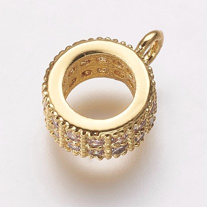 Bails de tube de zircone cubique en laiton, cautions en boucle, Perles renflouer , anneau