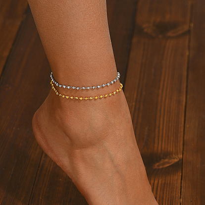 Элегантные браслеты на лодыжку из латунной цепочки с шариковыми звеньями для ежедневного женского образа для поездок на работу
