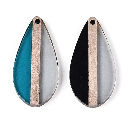 Прозрачные подвески из смолы и дерева, слеза, два тона