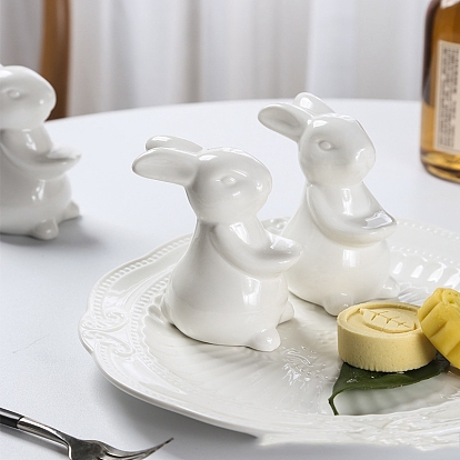 Easter Ceramic 3 Rabbit Holding Serving Trays for Cake, Fruit, Cupcake Stand, Dessert Plates, Bunny Candy Dish Gift