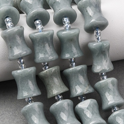 Бусы из натурального мьянманского жадеита, бамбуковую палку, с бисером