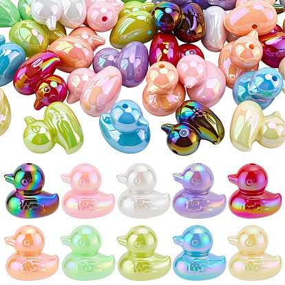 40шт 10 цвета УФ-покрытие непрозрачные акриловые бусины, радужный, утка