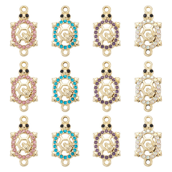 16шт. сплава стразы соединительные подвески, золотой свет, без кадмия и без свинца, черепаха