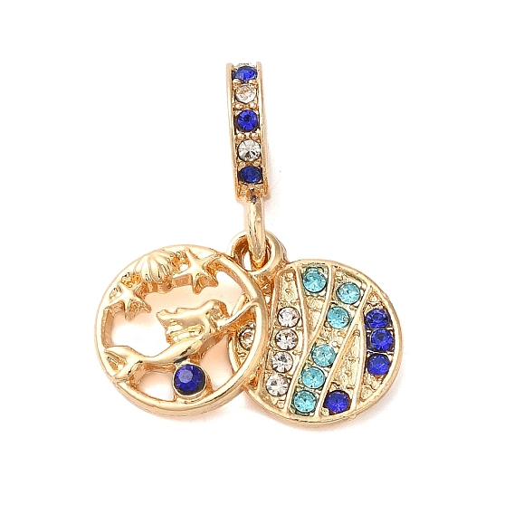 Стойки с покрытием из сплава, разноцветные стразы, европейские подвески с подвесками, подвески «русалка» с большими отверстиями и плоские круглые подвески, без кадмия, без никеля и без свинца