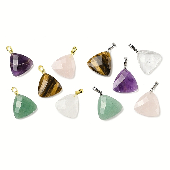 Природных драгоценных камней подвески, с латунной фурнитурой , граненые, треугольник прелести