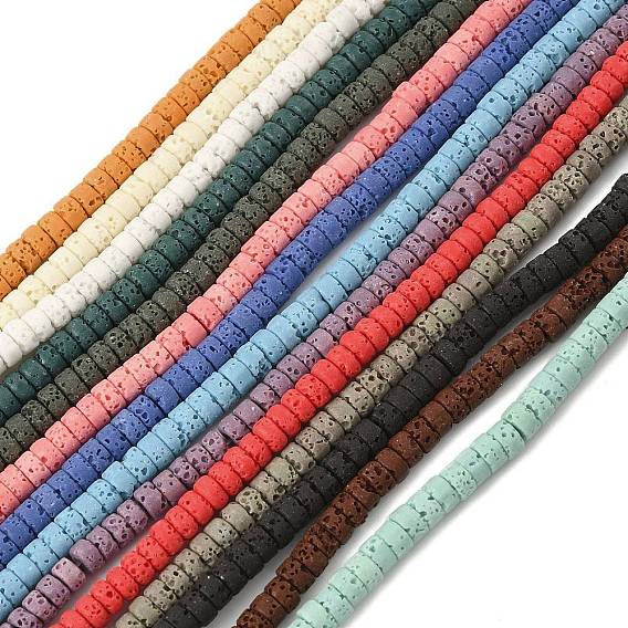 Нити бусин из искусственного камня лавы ручной работы, плоско-круглые, яркие глазированный фарфор