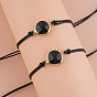 Black Faceted Gemstone Cord Bracelet for Couples and Women